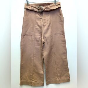 Avec Les Filles Wide Leg Crop Pants 4 Linen Cotton Lightweight Spring Vacation